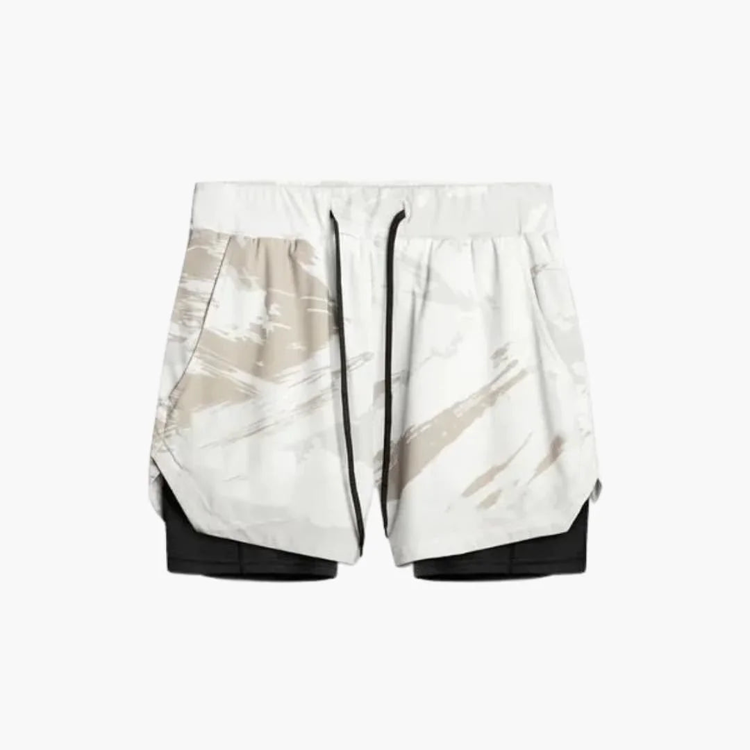 Men's Sports Shorts with Inner Shorts and Elastic Waistband