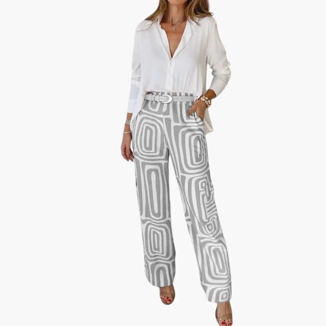 Women's Wide Pants with Geometric Pattern  Fashion Pants