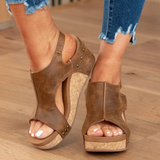 Adeline | Womens Orthopedic Sandals with Wedge Sole and Elastic Straps