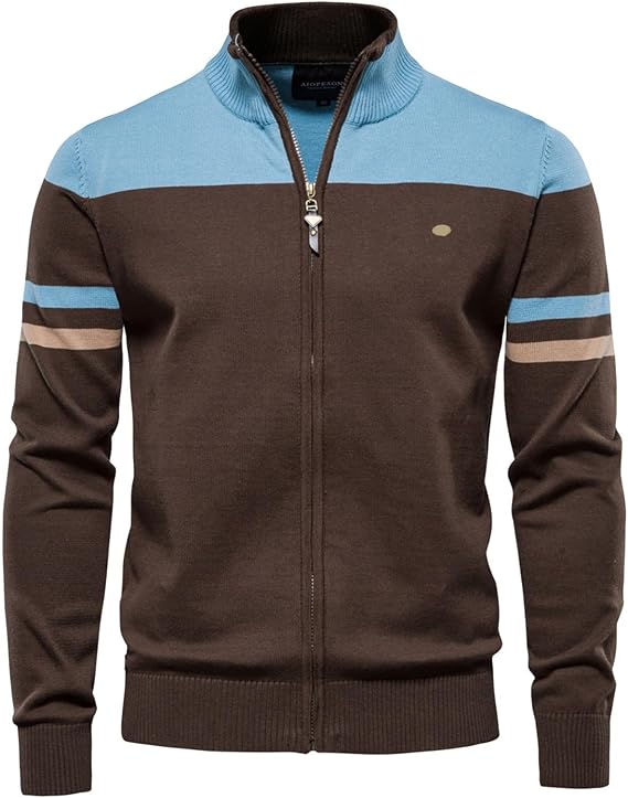 Bavane | Men's Zip-Up Cardigan with Ribbed Hem