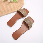 Women's Slippers with Open Toe and Rhinestone Detail