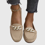 Women's Flat Loafers with Chain Detail and Slip On
