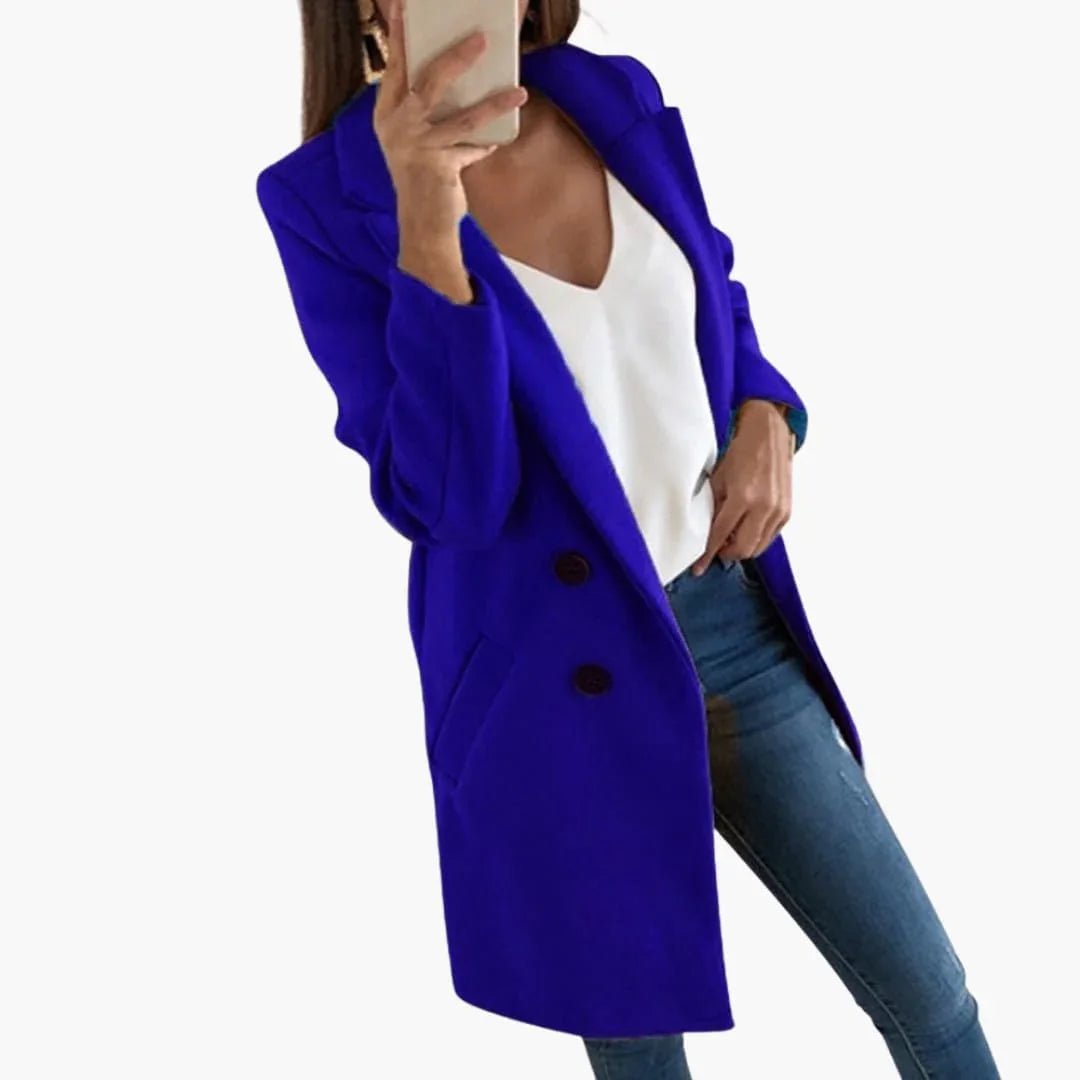Button-Closure Coat for Women
