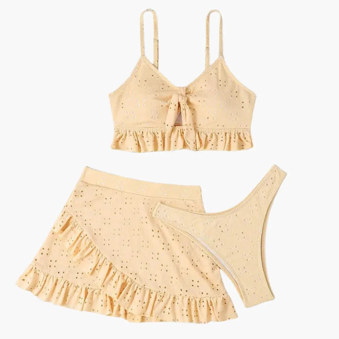 Bikini Set for Women - 3-Piece with Ruffles & High-Waist Design