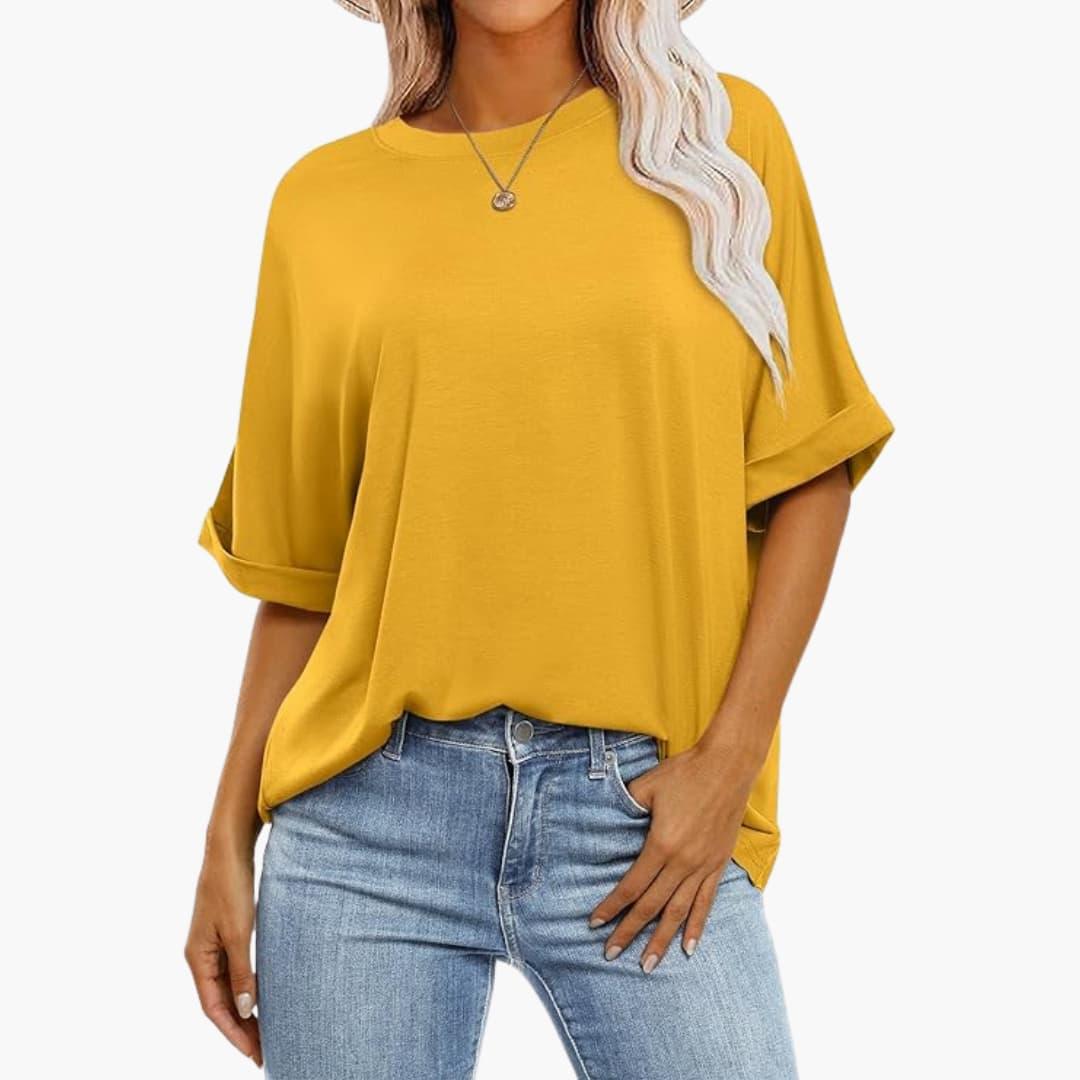 Women's Oversize T-Shirt with Round Neck and Short Sleeves