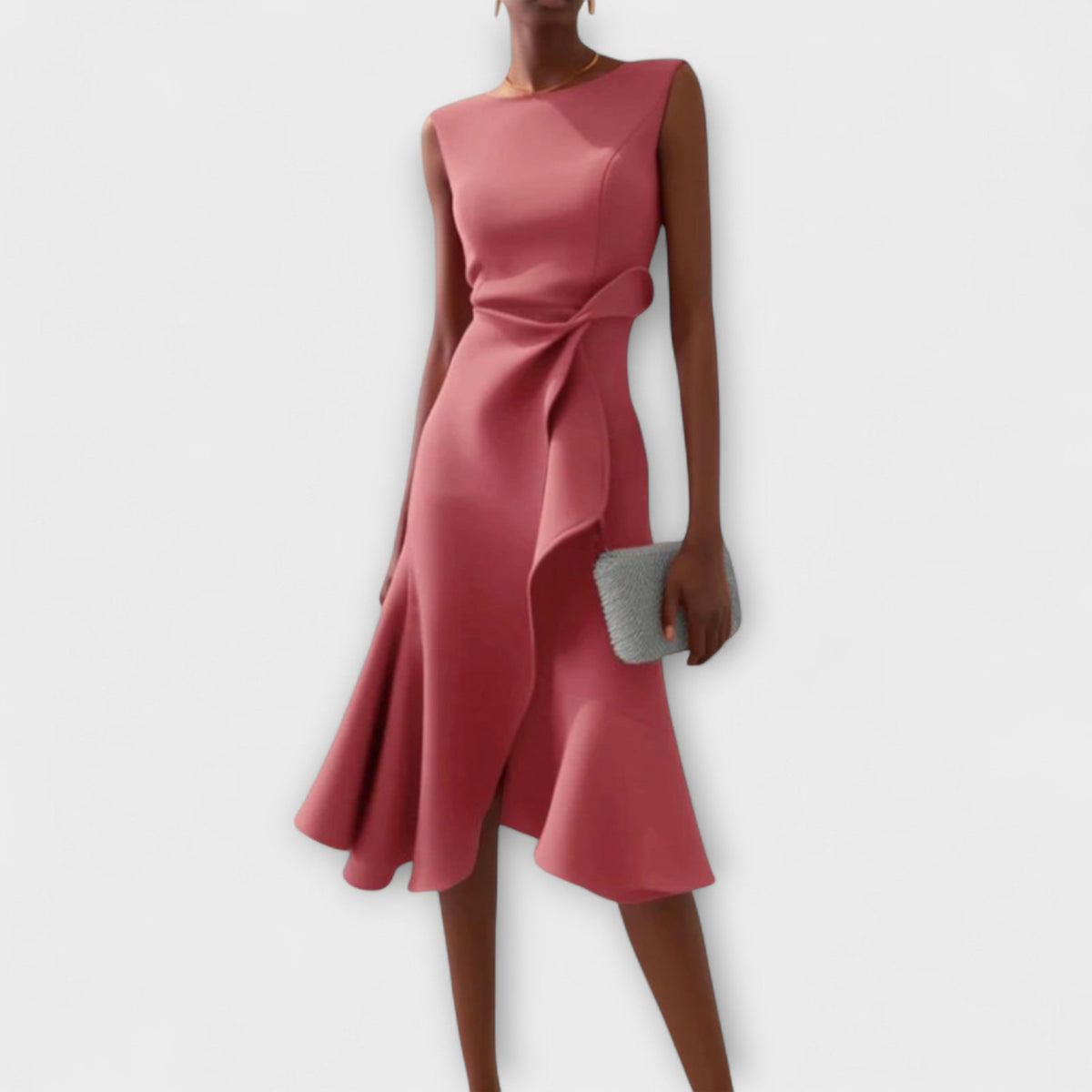 Women's Dress | Ruffle Hem Wrap Detail Midi