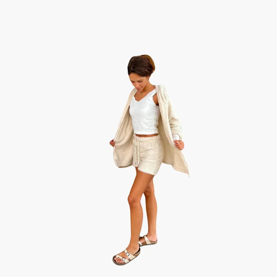 Loungewear Set - Women's Knit Outfit 3-Piece with Cardigan