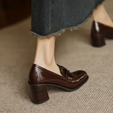 Justine | Women's Loafer Pumps with Tassel Detail and Block Heel