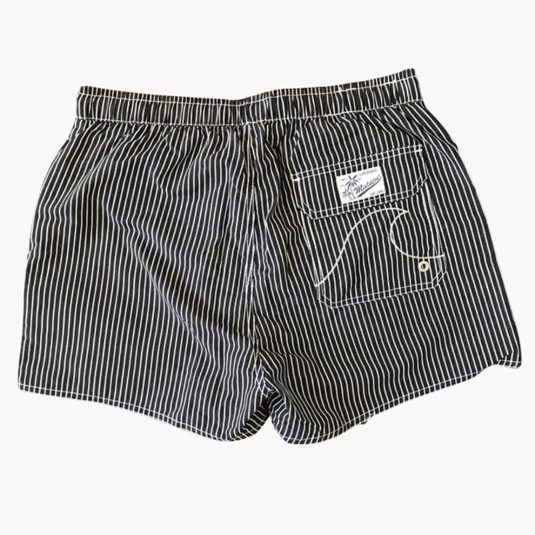 Striped Men's Swim Shorts - with Drawstring and Side Pockets