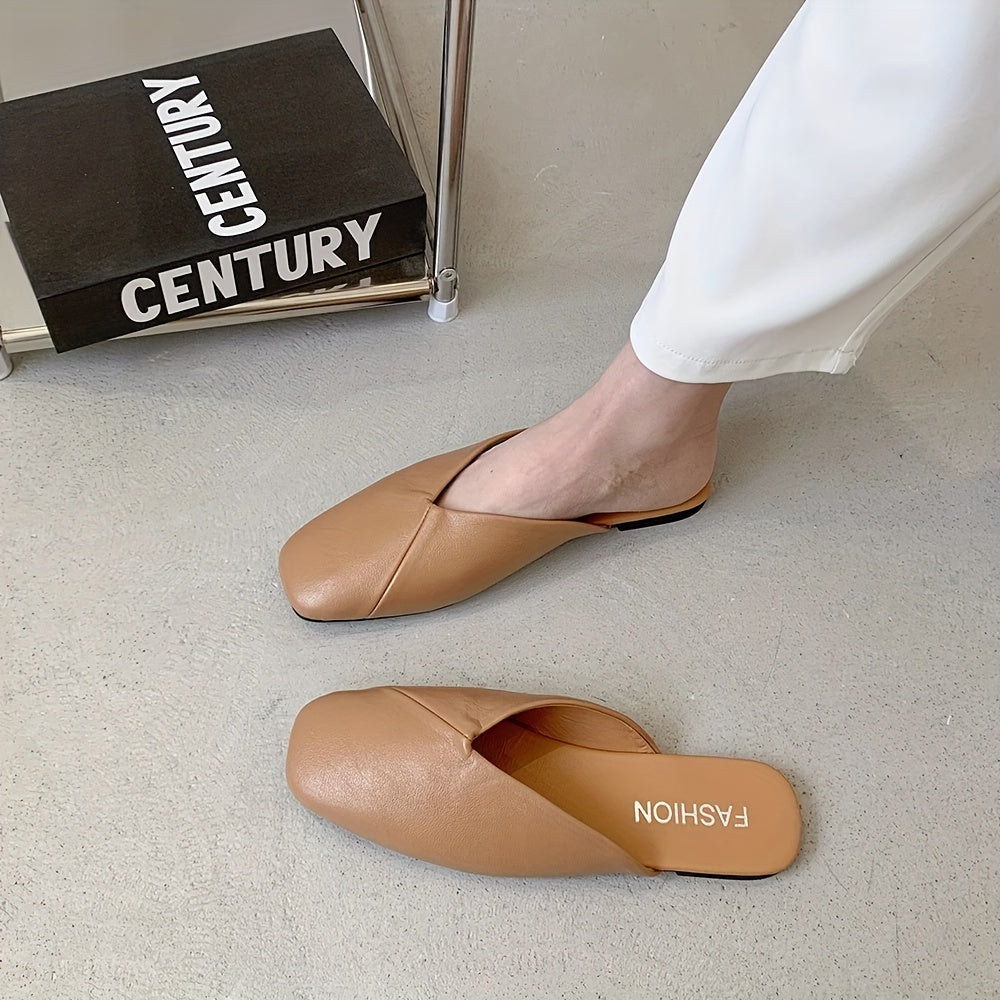 Women's Mules with Square Toe and Mary Jane Strap