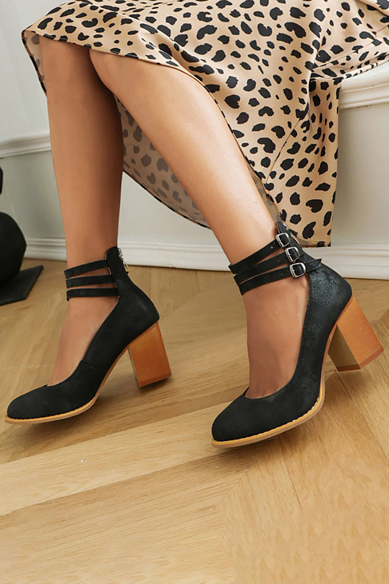 Womens Orthopedic Sandals with Ankle Strap and Block Heel