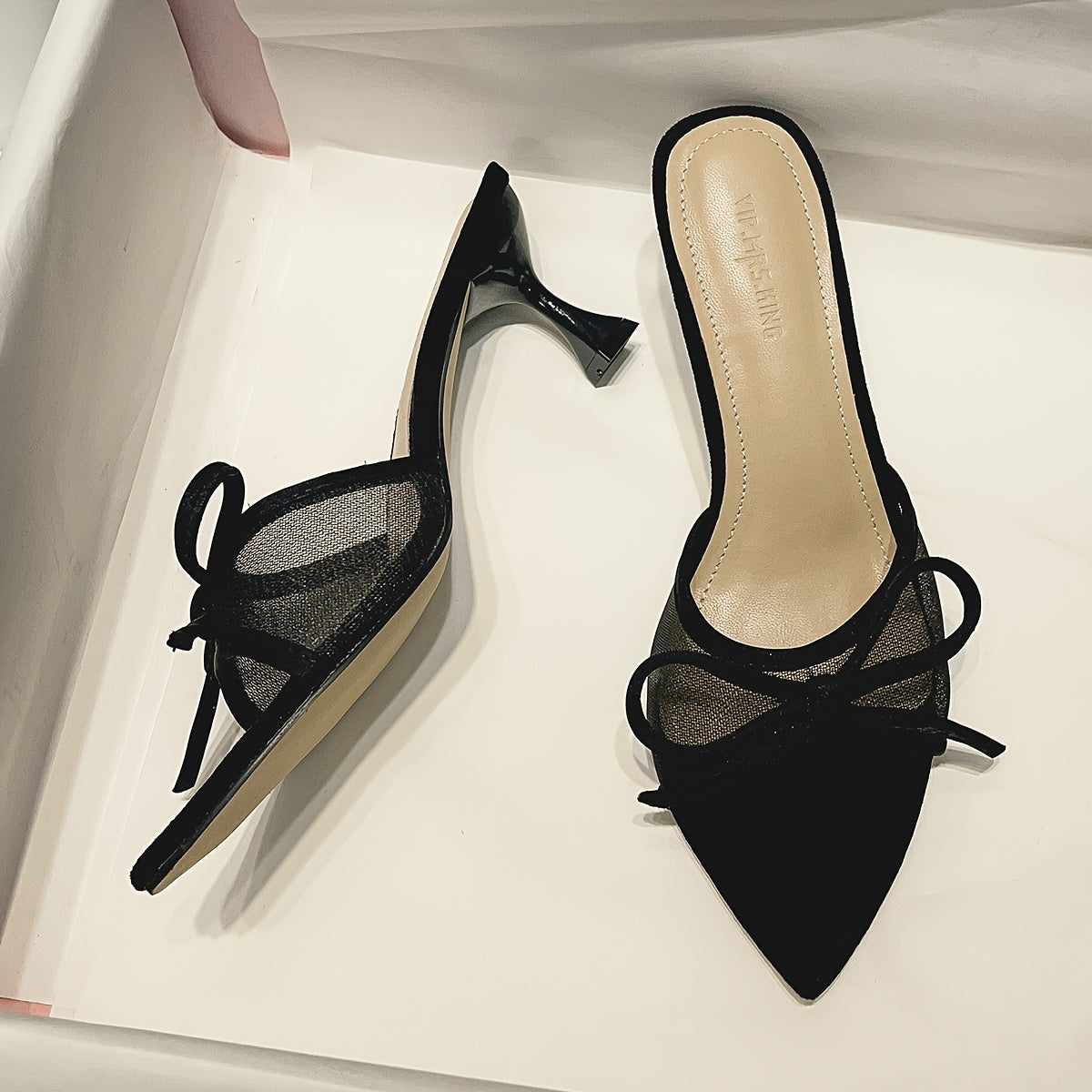 Women's Heeled Shoes with Peep Toe and Stiletto Heel