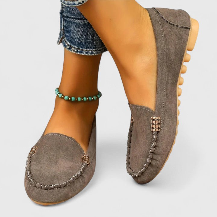 Women's Loafers with Slip On and Metal Bar
