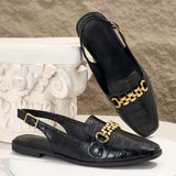 Women's Sandals with Buckle Closure and Square Toe