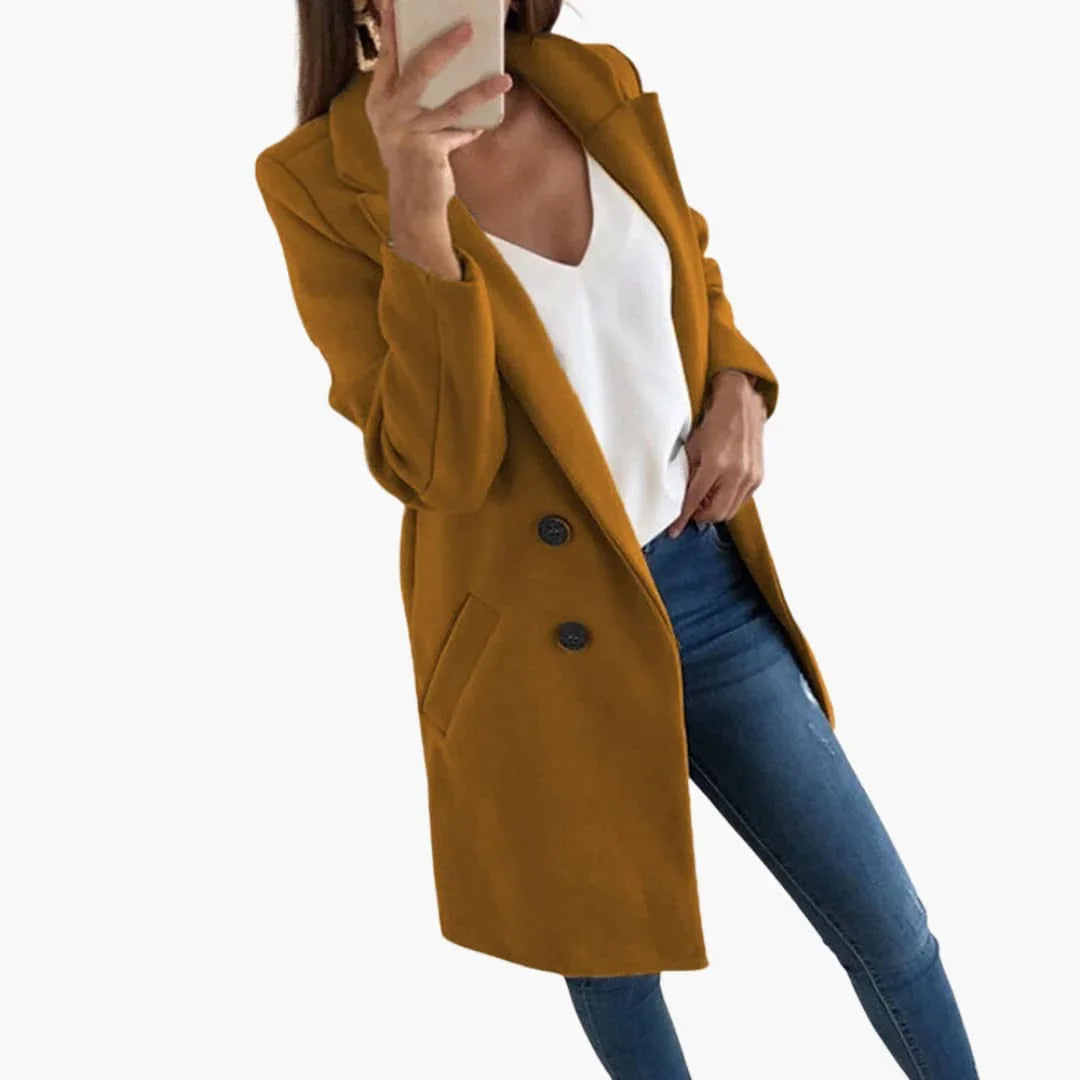 Button-Closure Coat for Women