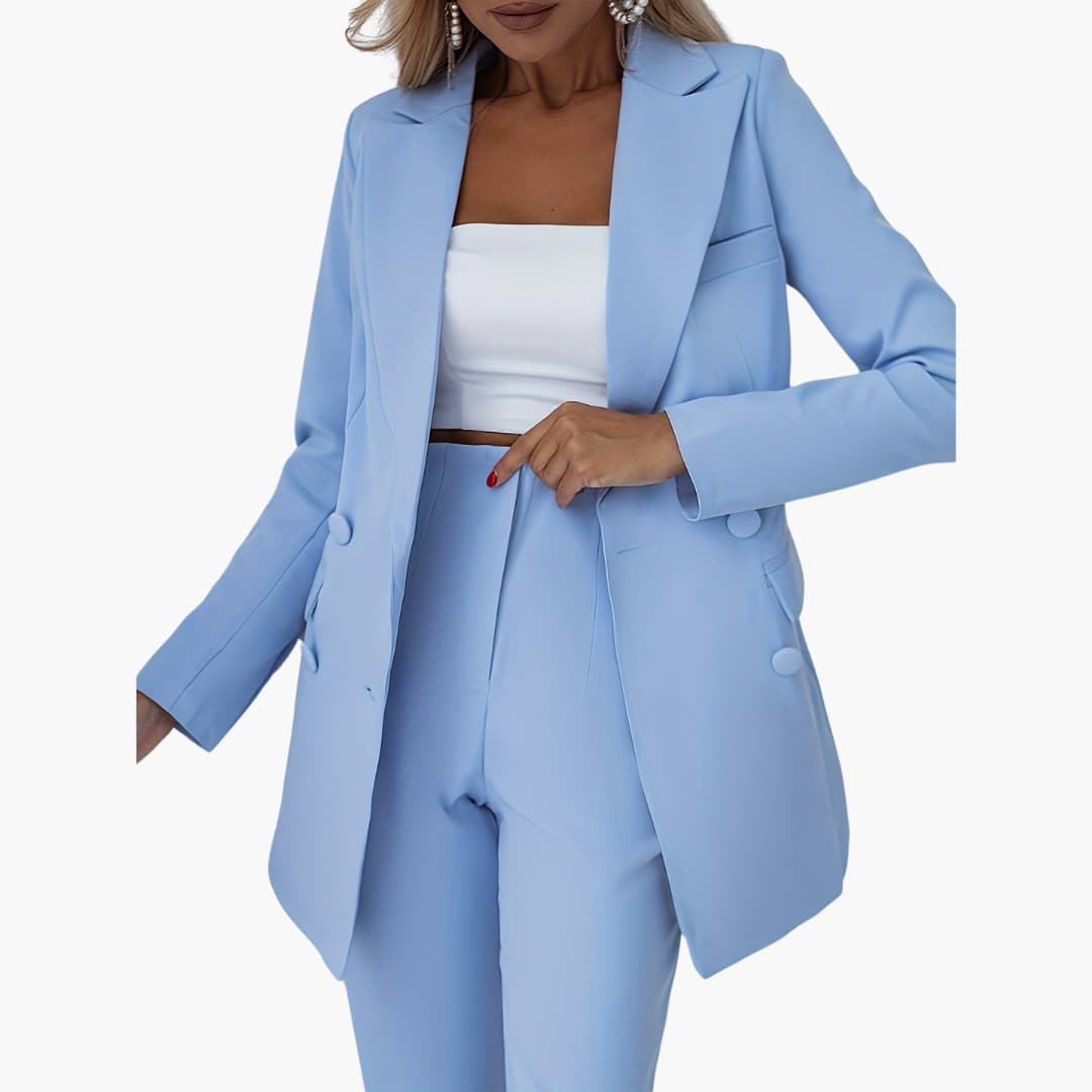 Womens Two-Piece Suit with Blazer and Slim-Fit Pants