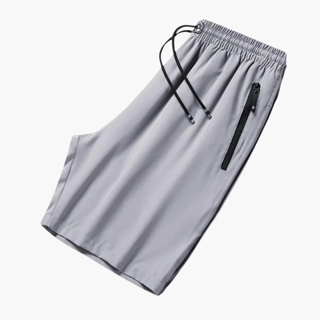 Men's Summer Shorts with Zipper Pockets and Drawstring Waist