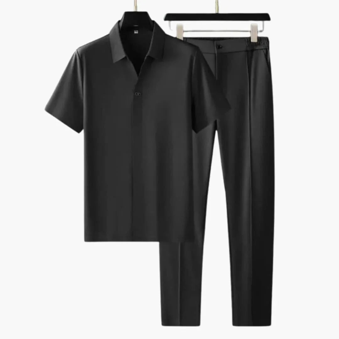 Bavane | Men's Summer Two-Piece Set with Short-Sleeve Shirt and Slim-Fit Pants