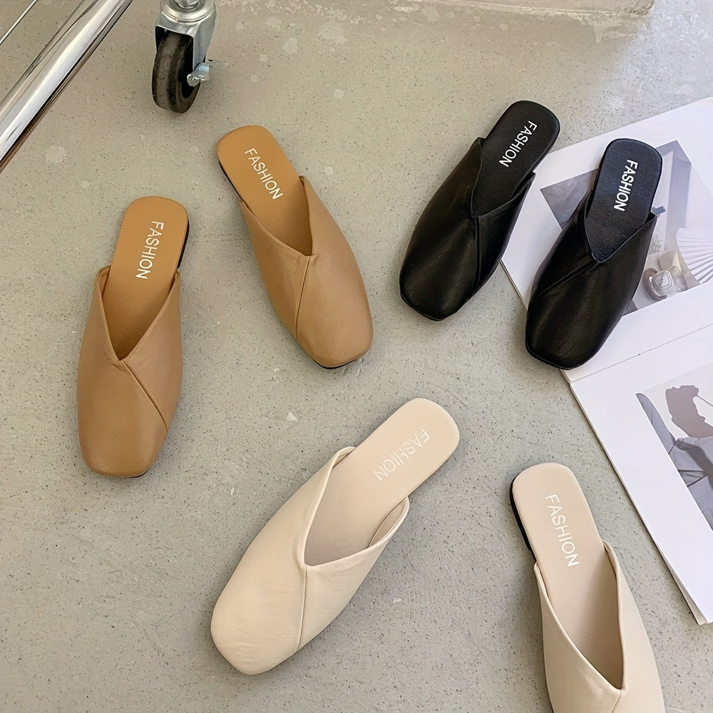 Women's Mules with Square Toe and Mary Jane Strap