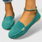 Women's Loafers with Slip On and Metal Bar