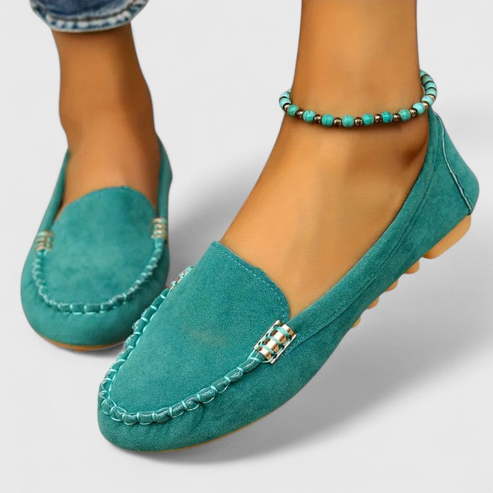 Women's Loafers with Slip On and Metal Bar