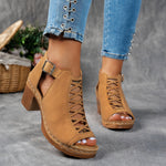 Women's Sandals with Lattice Heel and Adjustable Straps