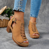 Women's Sandals with Lattice Heel and Adjustable Straps