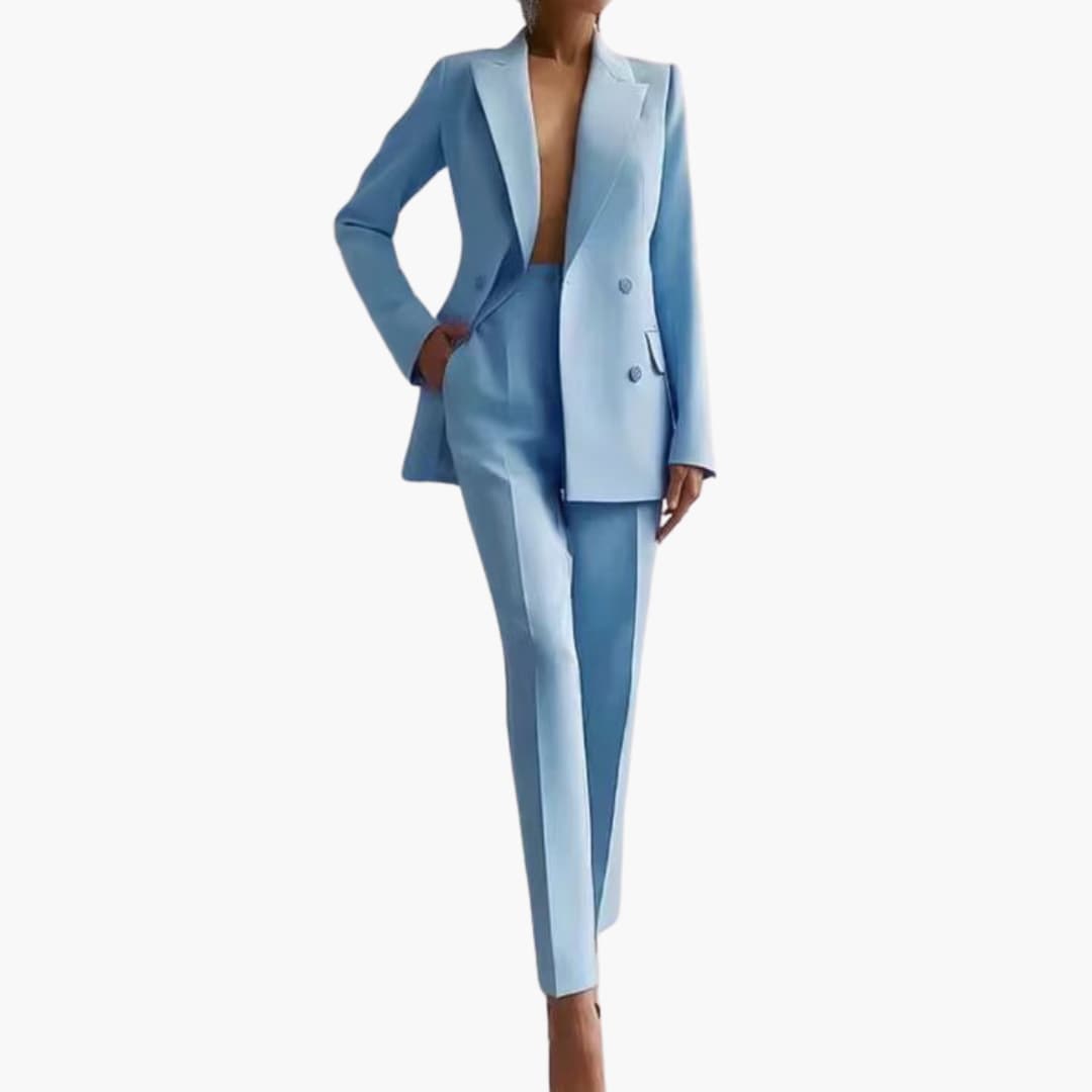 Womens Two-Piece Suit with Blazer and Slim-Fit Pants