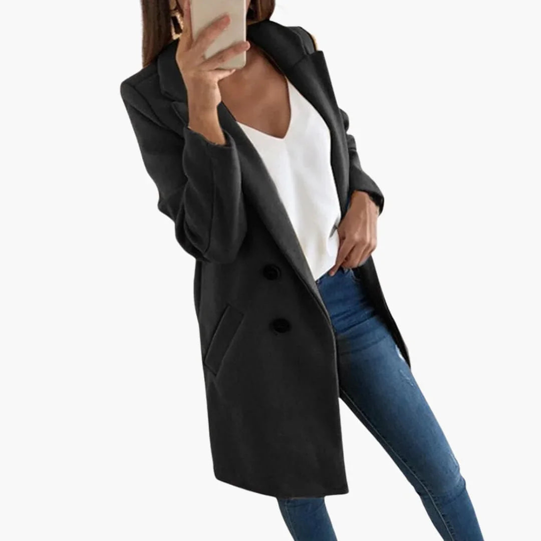 Button-Closure Coat for Women