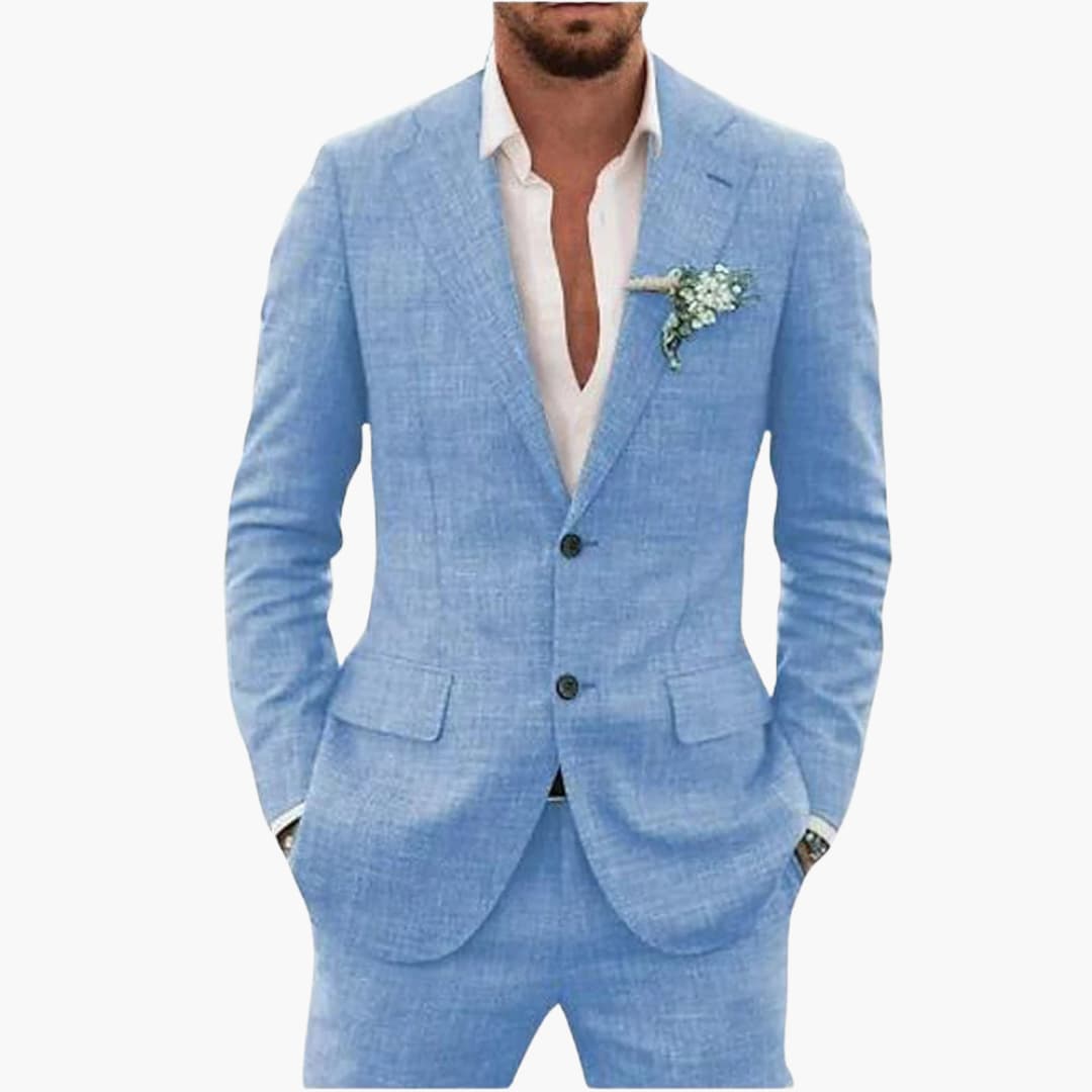 Men's Summer Suit with Lapel and Tailored Fit