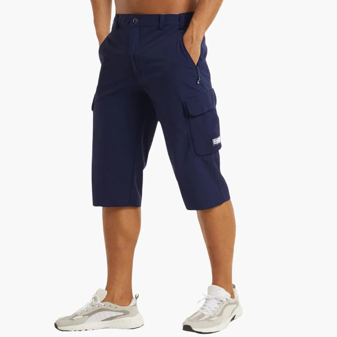Men's Summer Cargo Shorts with Stretch Fabric and Zipper Pockets