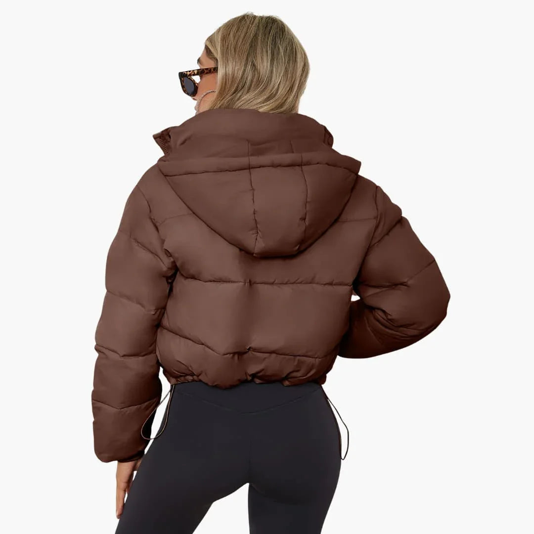 Women's Short Jacket with Hood and Zipper