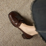Women's Loafer Pumps with Tassel Detail and Block Heel