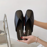 Women's Mules with Square Toe and Mary Jane Strap