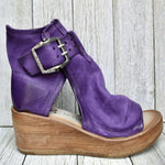 Womens Orthopedic Sandals with Wedge Sole and Buckle Closure