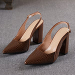 Women's Heels with Ankle Strap and Pointed Toe Design