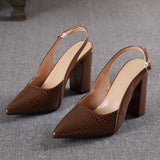Women's Heels with Ankle Strap and Pointed Toe Design