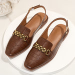 Women's Sandals with Buckle Closure and Square Toe