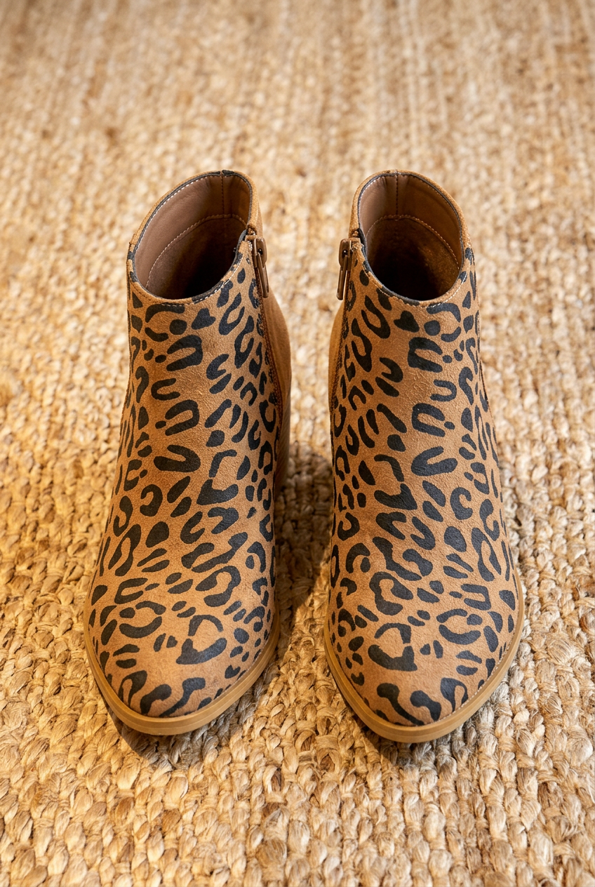 Boots for Women | Ankle-Height Block Heel and Leopard Print