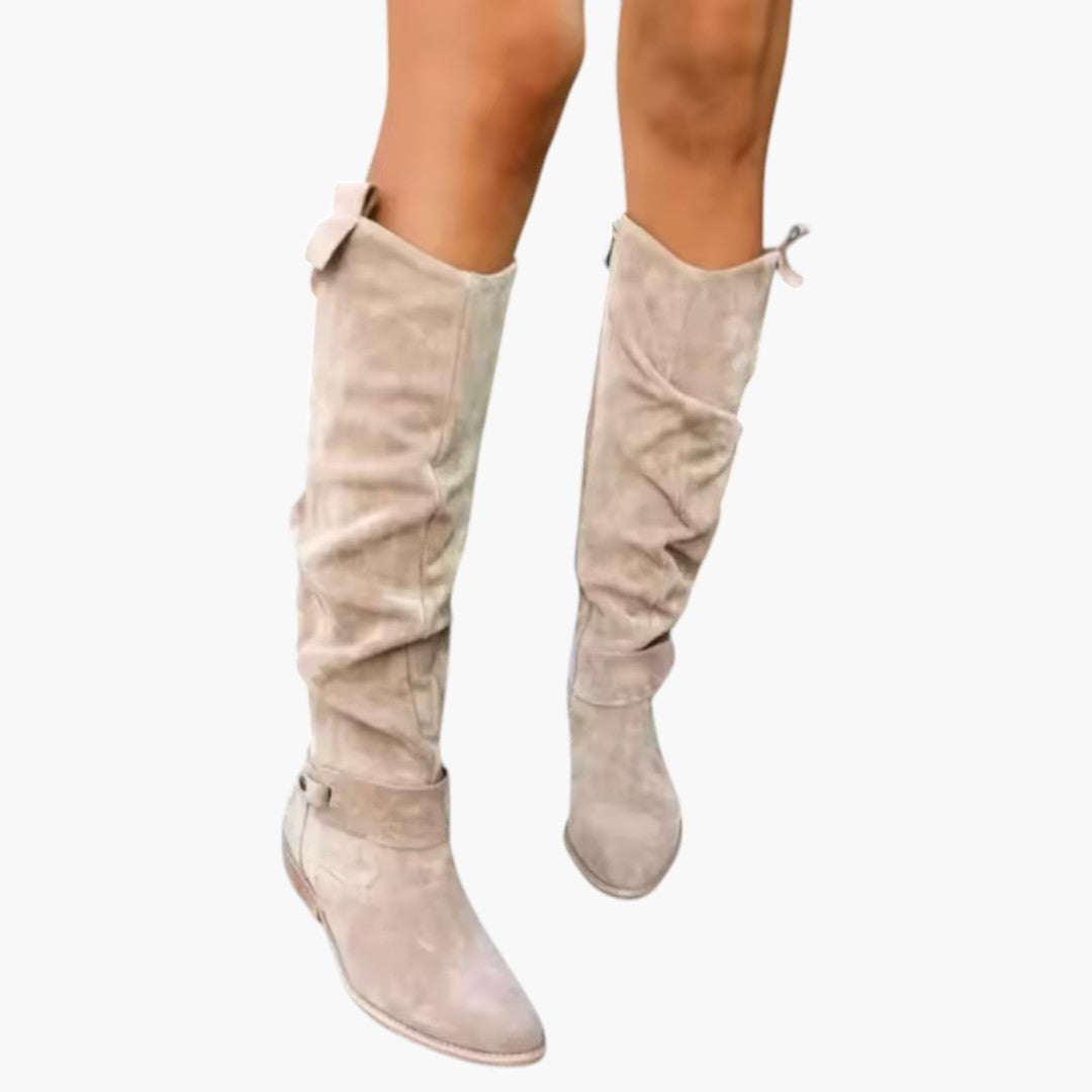 Bavane | Women's Knee-High Boots with Zipper Closure and Block Heel