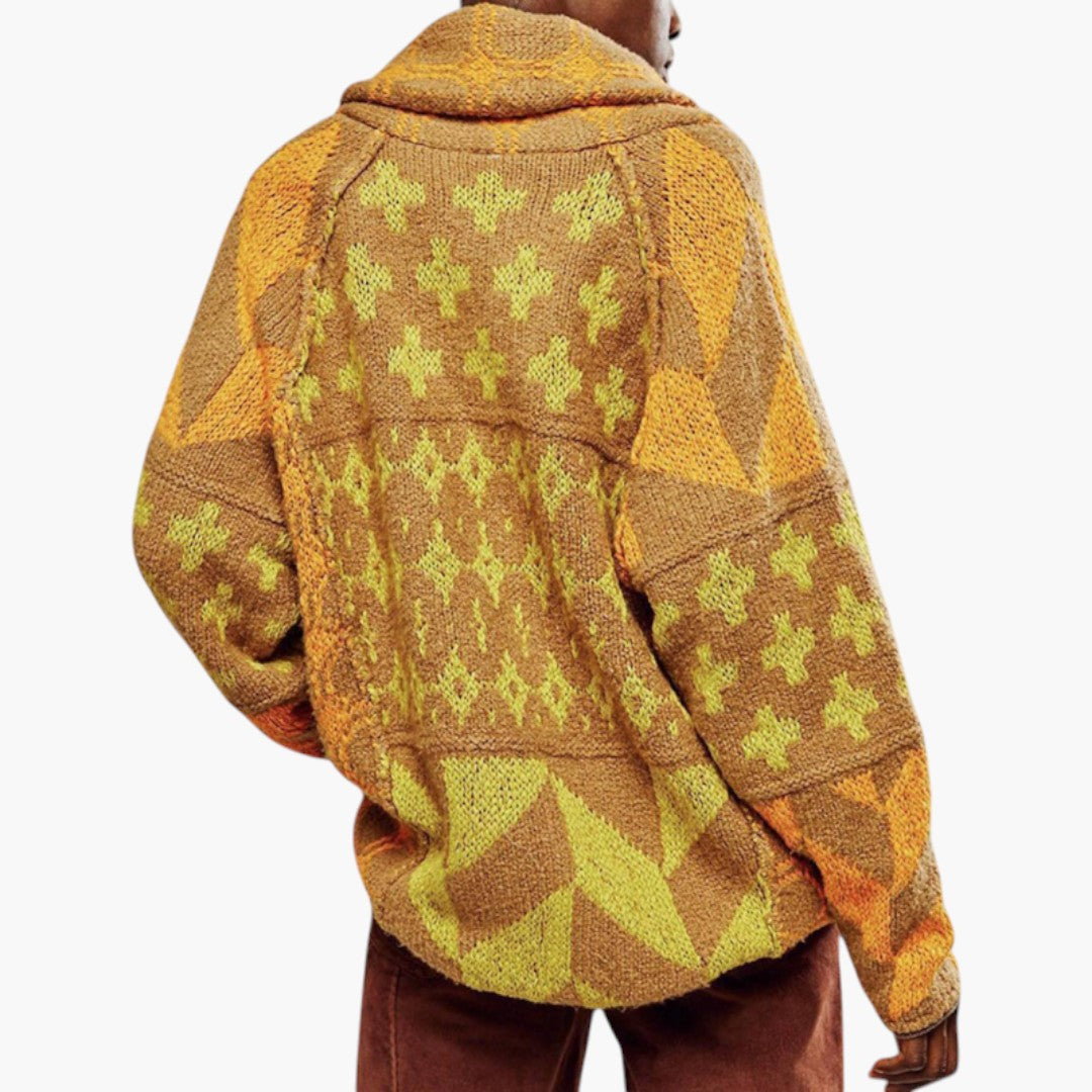 Women's Oversized Cardigan with Button Closure and Long Sleeves