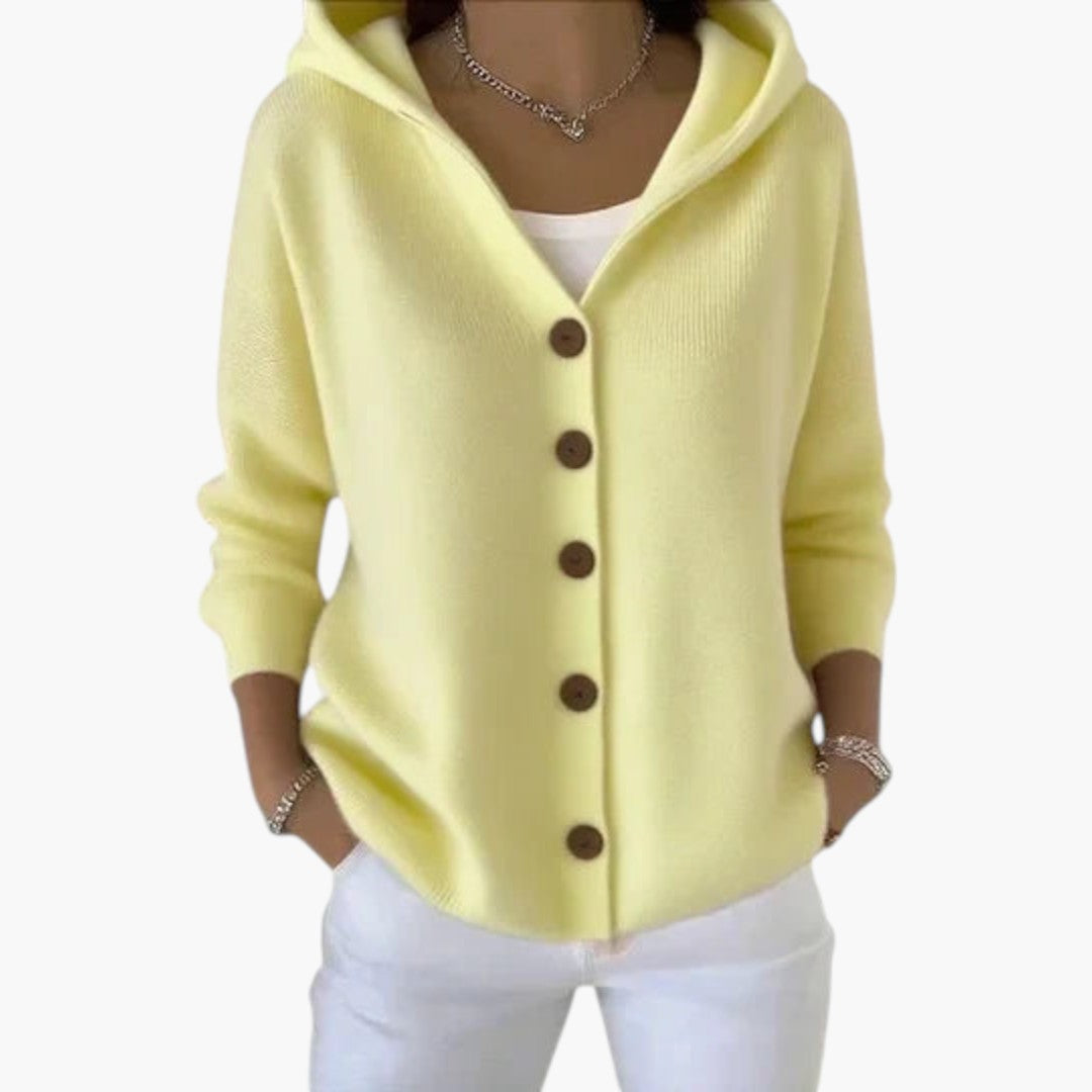 Women's Cardigan with Hood and Button Front Closure
