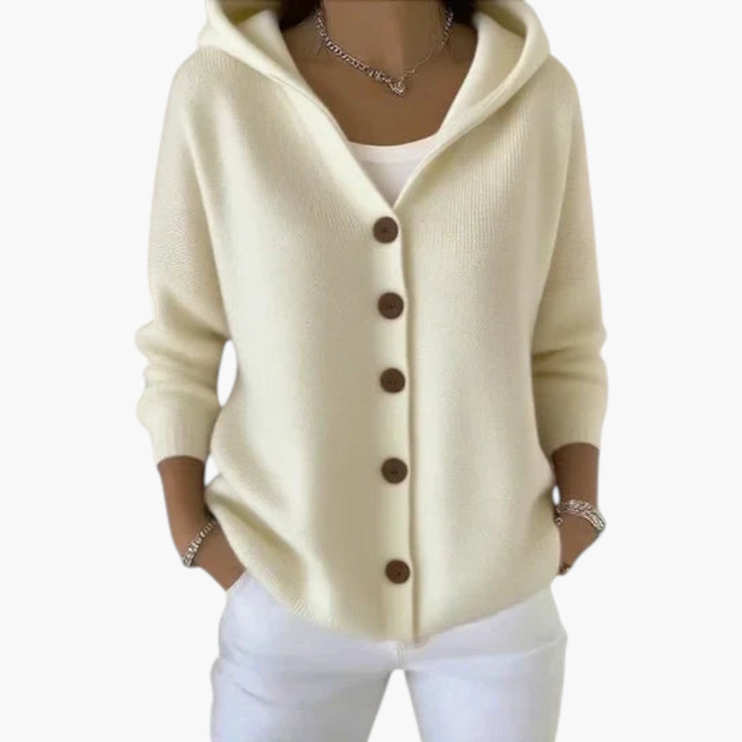 Women's Cardigan with Hood and Button Front Closure