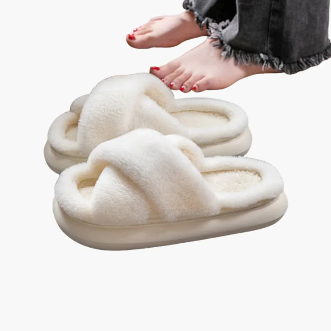 Bavane | Women's Slippers with Cross Straps and Plush Lining