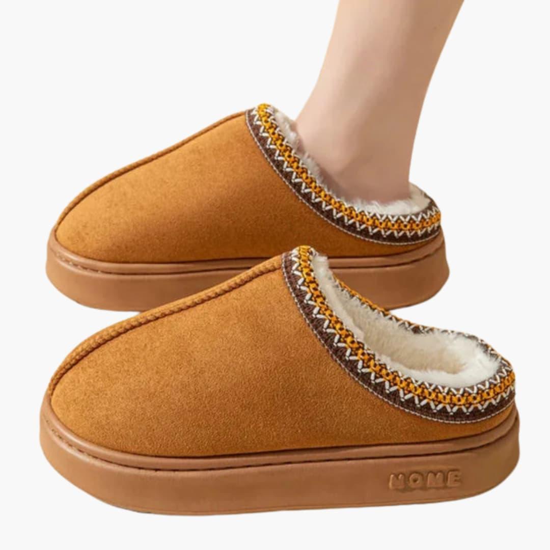 Bavane | Women's Slippers with Plush Lining and Patterned Trim