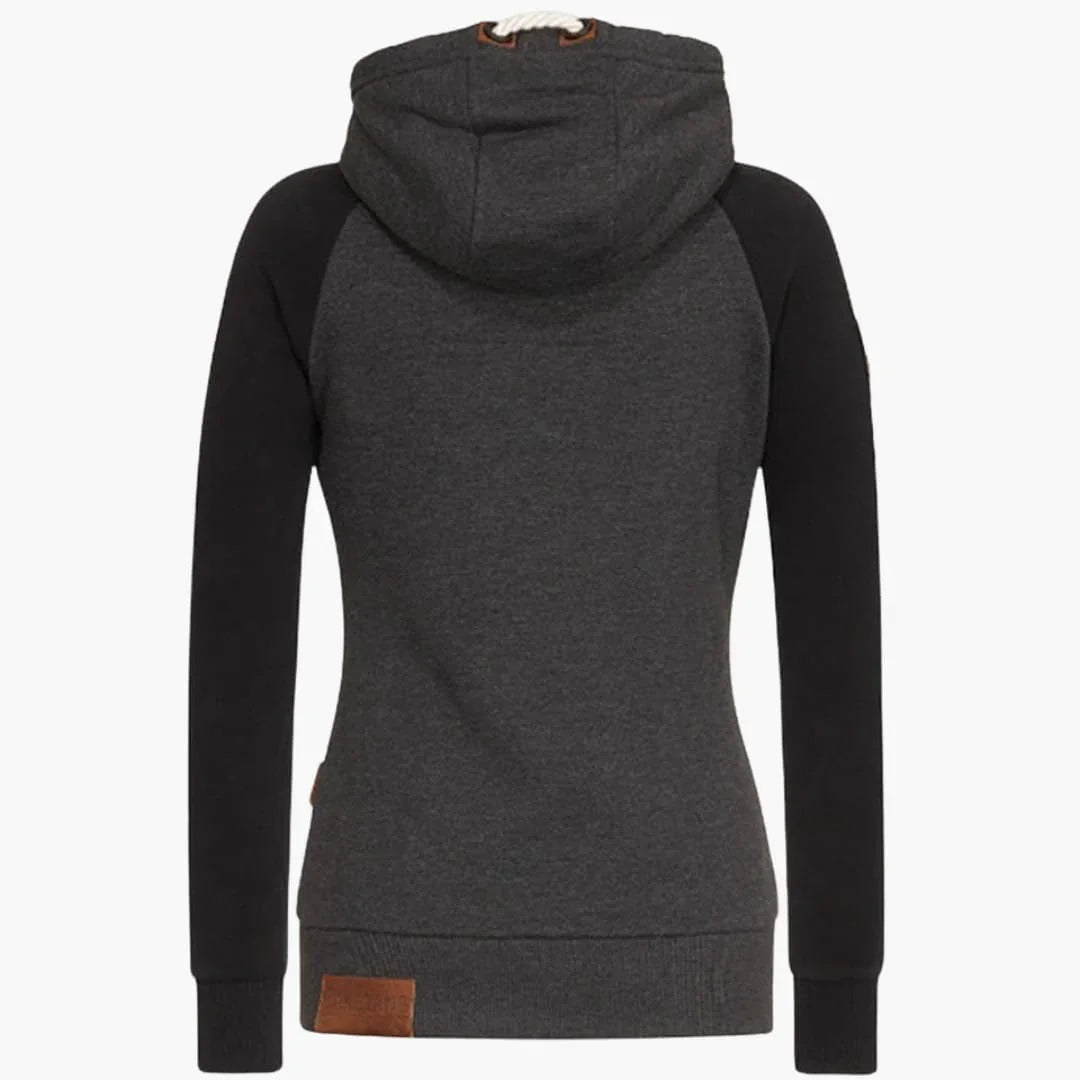 Women's Hooded Jacket with Zipper and Long Sleeves