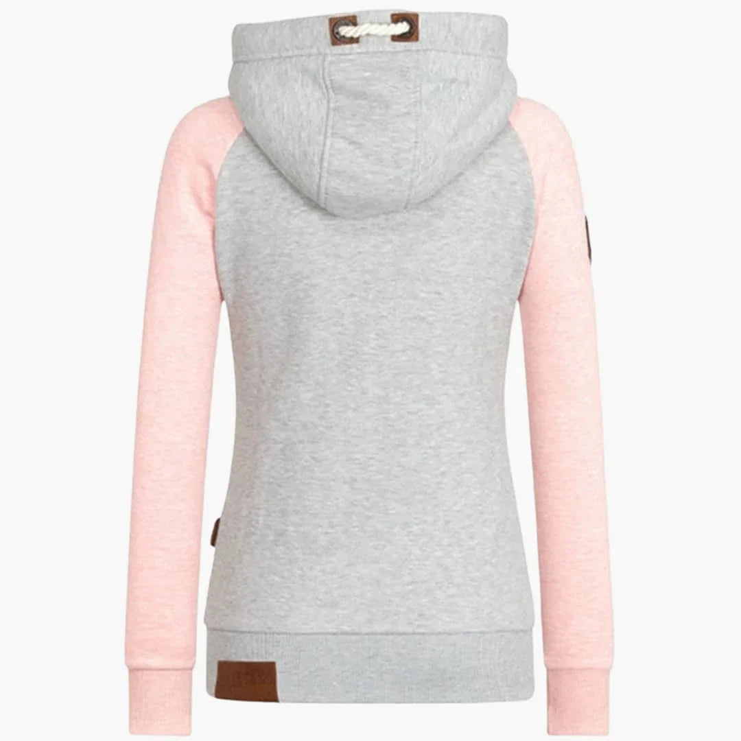 Women's Hooded Jacket with Zipper and Long Sleeves