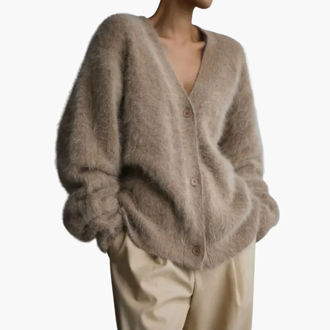 Women's Cardigan with V-Neck and Button Closure