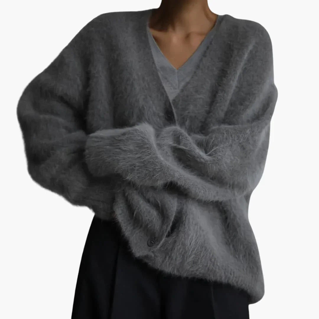Women's Cardigan with V-Neck and Button Closure