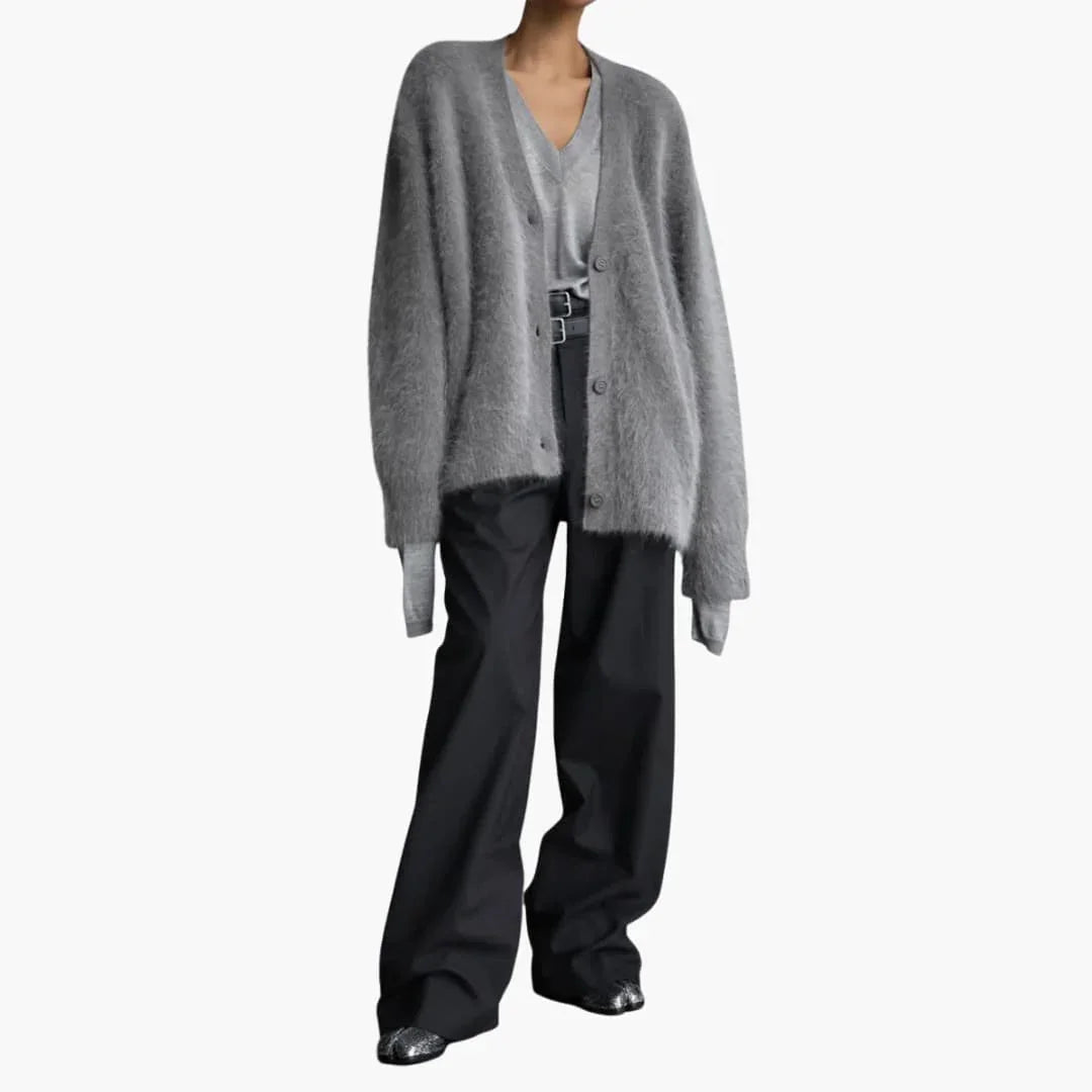 Women's Cardigan with V-Neck and Button Closure